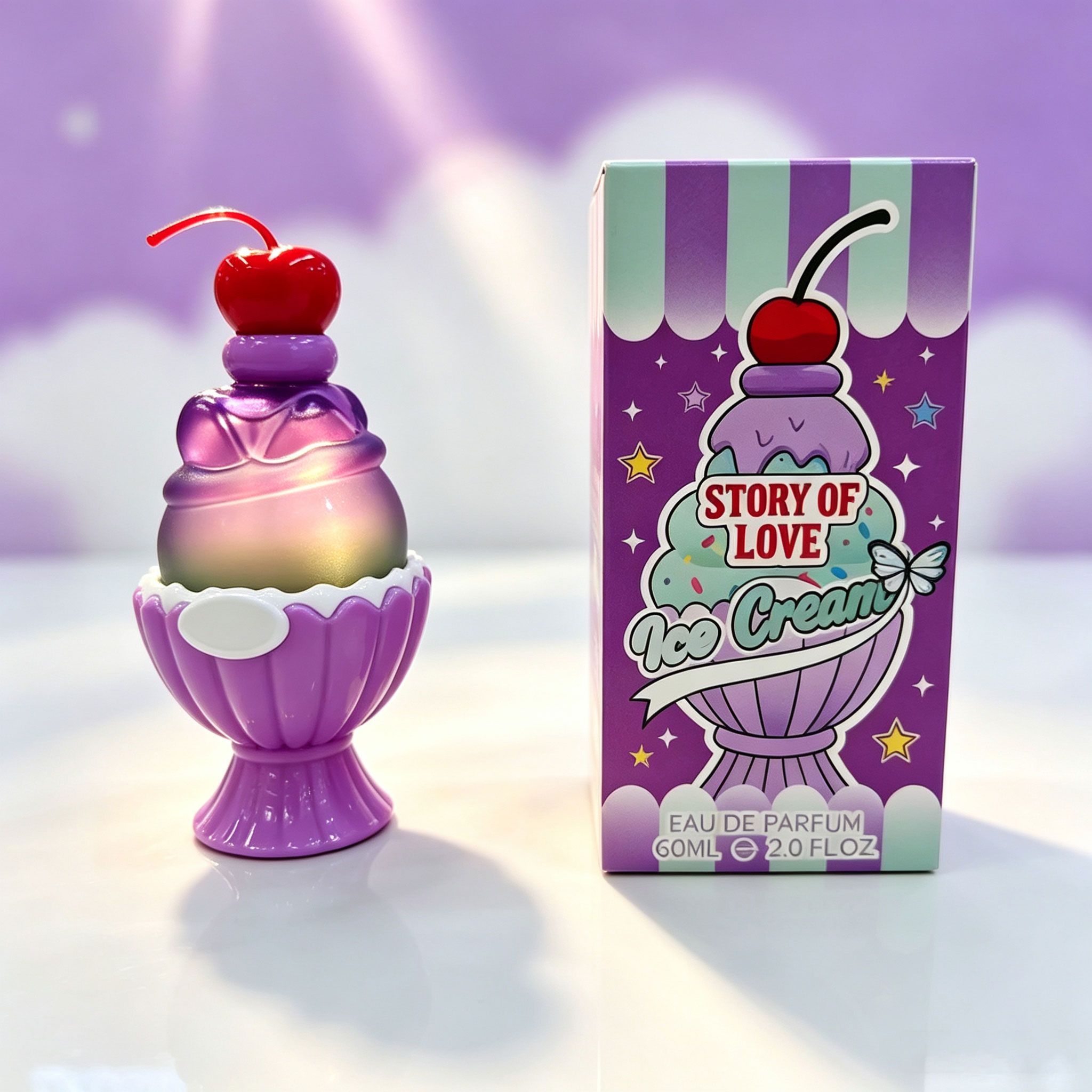 Perfume Fragrance Bottle - Niedliches Eiscreme-förmiges Eau de Parfum 60ml,
