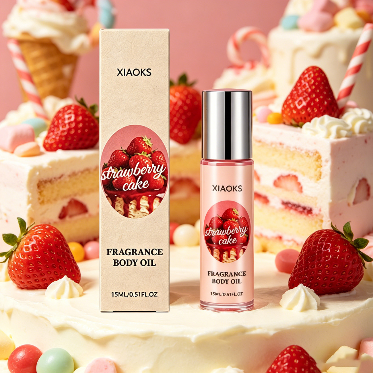 Perfume Fragrance Bottle - 1 Flasche Erdbeer-Kuchen Roll-On-Parfüm – Bezaubernder